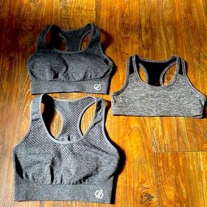 Bra’s. Color grey. One with pads other two without.